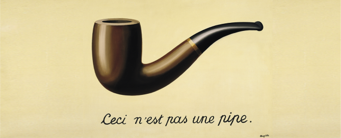 The Treachery of Images is a painting by the Belgian René Magritte, painted when Magritte was 30 years old. The picture shows a pipe. Below it, Magritte painted, "Ceci n'est pas une pipe.", French for "This is not a pipe." showcasing the difference between data and information